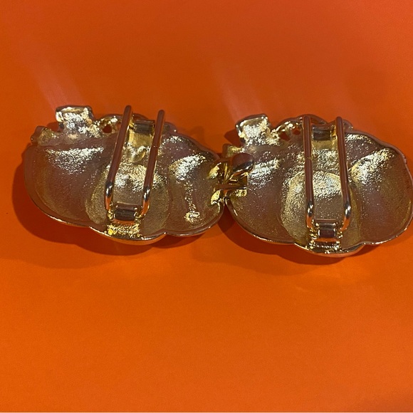 Vintage PAQUETTE Gold Tone Pumpkin 2 Piece Belt Buckle - Picture 3 of 7